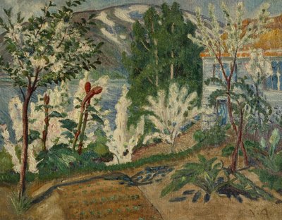 Weiße Blumen bei Jølstersee von Nikolai Astrup