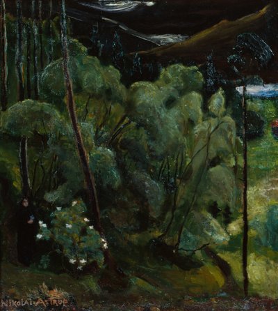Frau im Wald von Nikolai Astrup