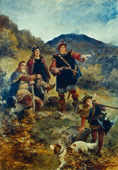 Olav Kyrre zeigt die Stadt Bergen von Nils Bergslien