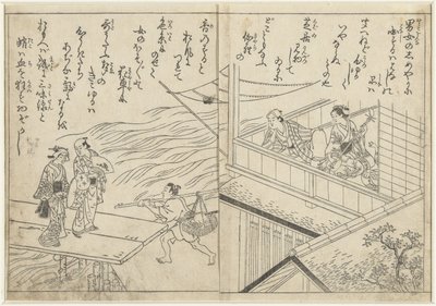 Teehaus an einem Fluss von Nishikawa Sukenobu (attributed to)