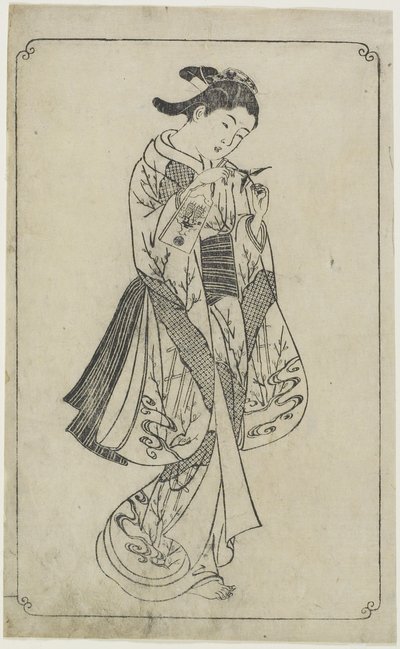 Kurtisane mit einem Federballschläger, 1739 von Nishikawa Sukenobu