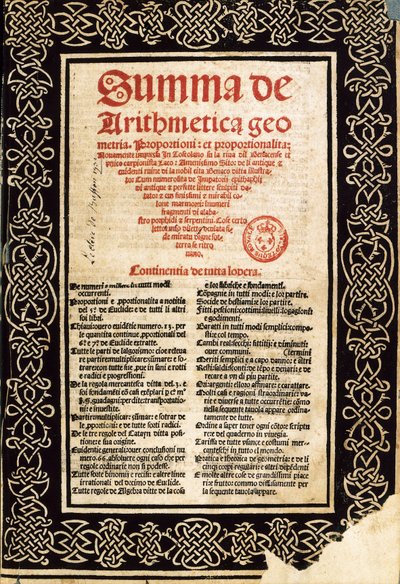 "Summa Arithmetica" von Luca Pacioli von Northern Italian School