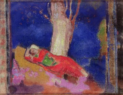 Schlafende Frau unter einem Baum von Odilon Redon