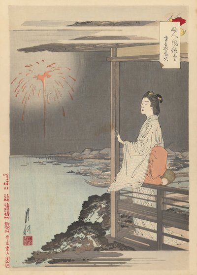 Feuerwerk in der Ferne von Ogata Gekko