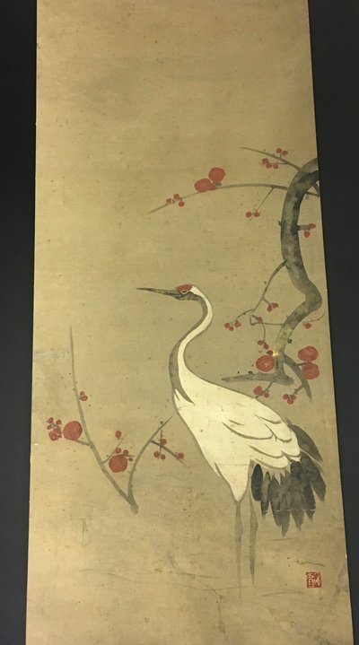 Roter Pflaumenzweig und ein Kranich von Ogata Kenzan