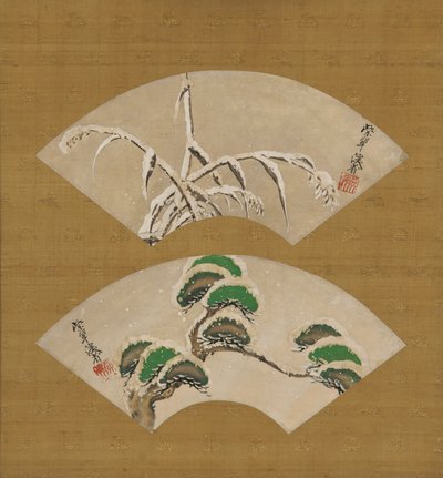 Schneebeladene Gräser und Schneebeladene Kiefernzweige von Ogata Kenzan