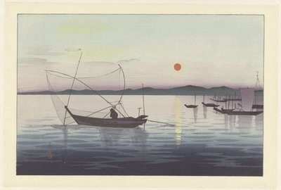 Fischerboote bei Sonnenuntergang von Ohara Koson