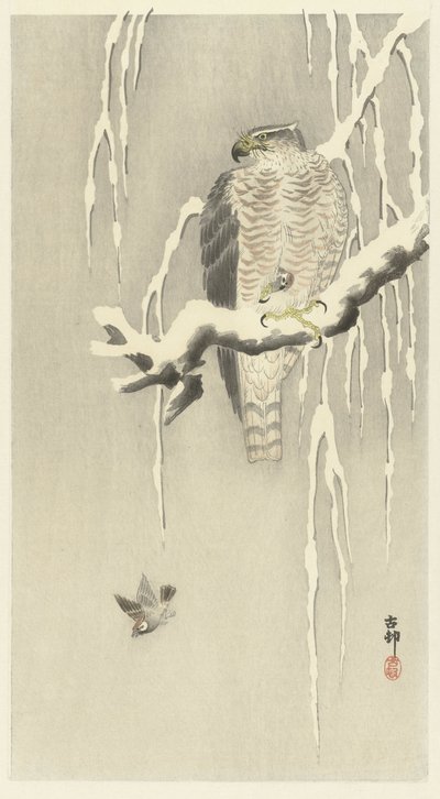 Habicht mit gefangenem Sperling von Ohara Koson