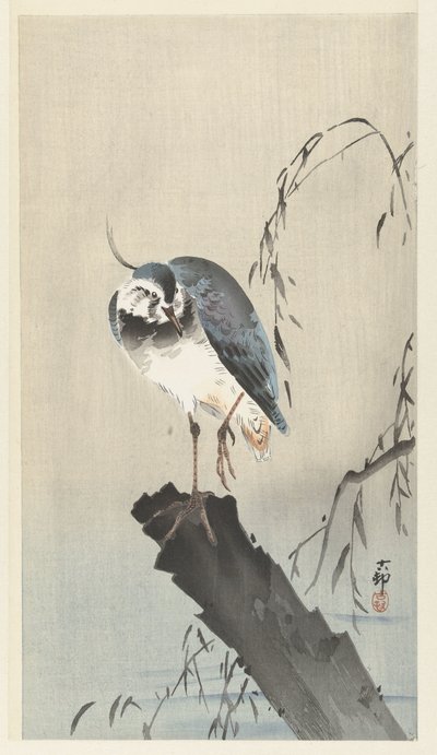 Kiebitz auf Baumstumpf von Ohara Koson