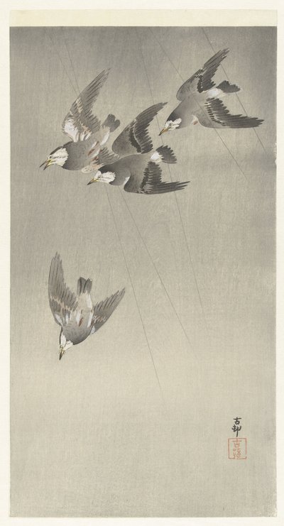 Stare im Regen von Ohara Koson