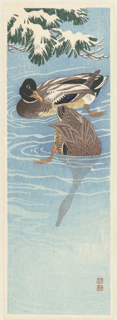 Zwei Wildenten im Wasser von Ohara Koson