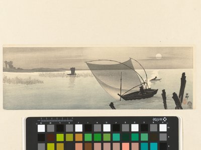 Fischerboote bei Vollmond von Ohara Koson