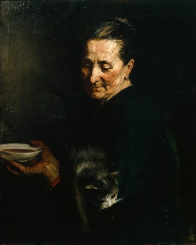 Frau mit einer Katze von Olav Rusti