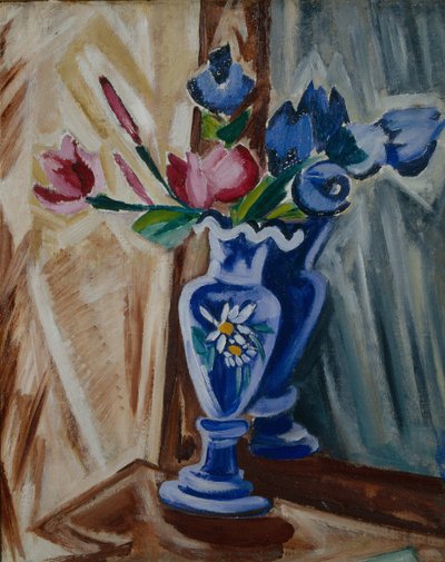 Blauer Vase mit Blumen von Olga Rozanova
