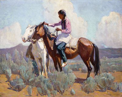 Indianer zu Pferd von Oscar Edward Berninghaus
