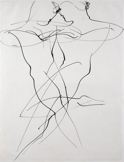 Zwei Figuren in gegensätzlicher Bewegung, Tanz von Oskar Schlemmer