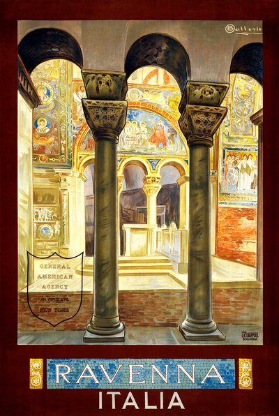 Reiseplakat Ravenna, ca. 1925 (Farblithografie) von Osvaldo Ballerio