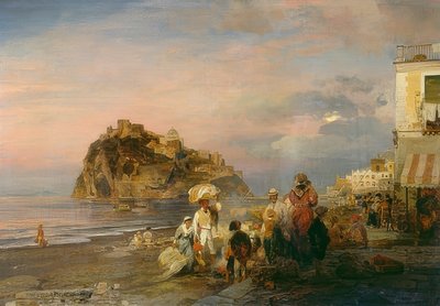 Abendlicher Strand bei Ischia von Oswald Achenbach