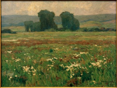 Pappeln in blühender Wiese von Otto Ubbelohde