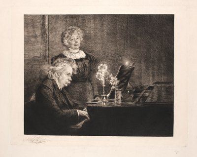 Edvard und Nina Grieg am Klavier von Peder Severin Krøyer
