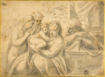 Heilige Familie mit Maria Magdalena und männlichem Heiligen von Parmigianino