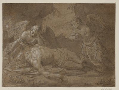 Der tote Christus, betrauert von zwei Engeln von Pasquale Ottino