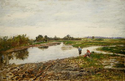 Landschaft mit drei Figuren von Paul Baum