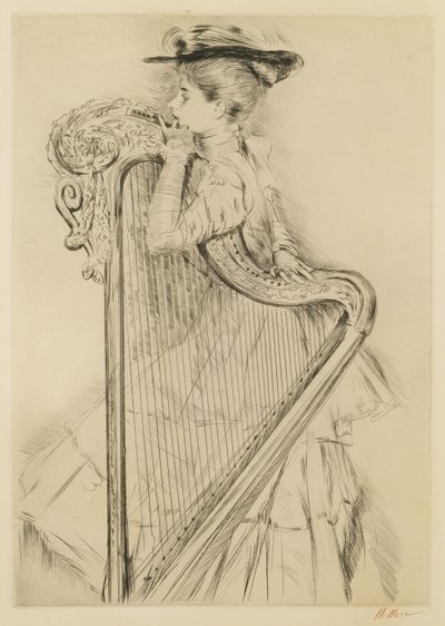 Frau mit Harfe von Paul Cesar Helleu