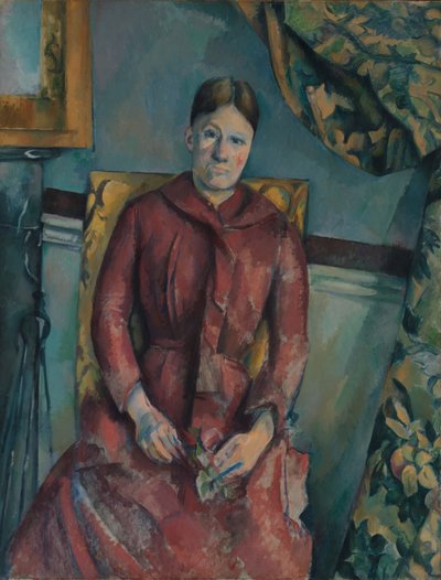 Madame Cézanne in einem roten Kleid von Paul Cézanne