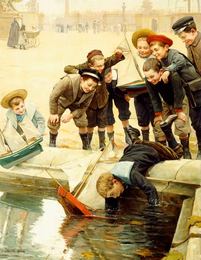 Jungen und ihre Segelboote von Paul Charles Chocarne Moreau