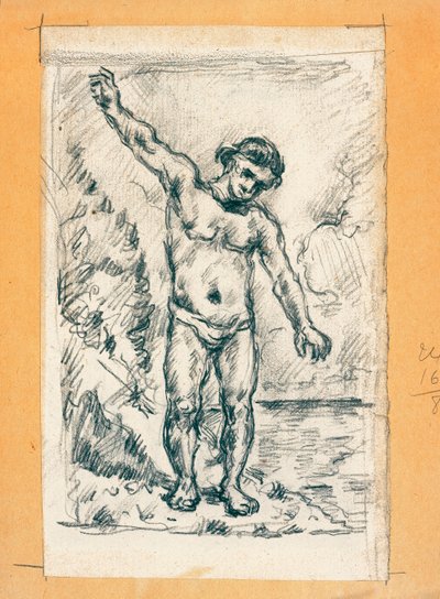 Badender mit ausgebreiteten Armen, ca. 1874-77 von Paul Cézanne