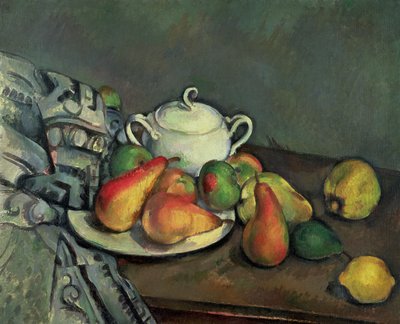 Stillleben mit Zuckerdose und Obst von Paul Cézanne