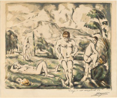 Die Badenden (Große Platte) von Paul Cézanne