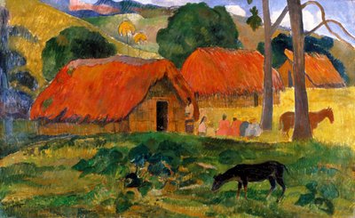 Die drei Hütten, Tahiti von Paul Gauguin