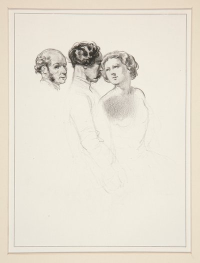 Figurenstudie; Gruppe von drei Figuren von Paul Gavarni