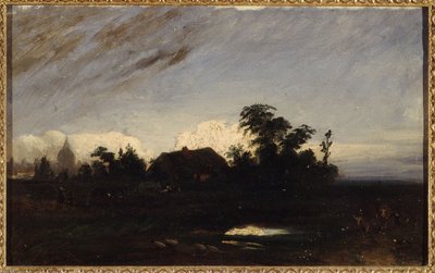 Ein Teich in der Nähe von La Glacière, bei Sonnenuntergang von Paul Huet