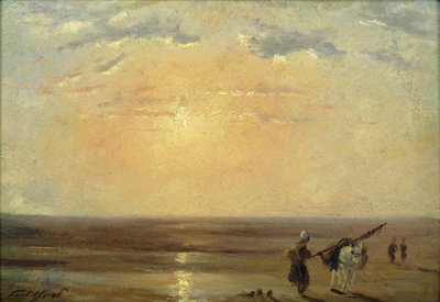 Der Strand von Trouville bei Sonnenuntergang von Paul Huet