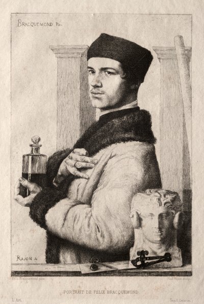 Porträt von Félix Bracquemond im Jahr 1852 von Paul Rajon