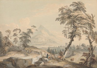 Italienische Landschaft mit Reisenden, Nr. 1 von Paul Sandby