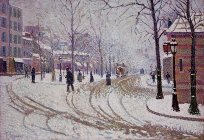 Schnee – Der Boulevard de Clichy in Paris von Paul Signac