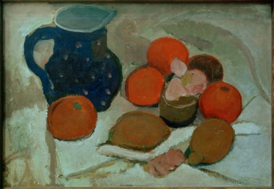 Stillleben mit blauem weißgetüpfeltem Krug (II) von Paula Modersohn Becker