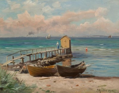 Peder Mønsted, Badehäuschen am Strand von Peder Monsted