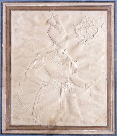 Eine khatt-i-nakhun Skizze von Nasr al-Din Shah von Persian School