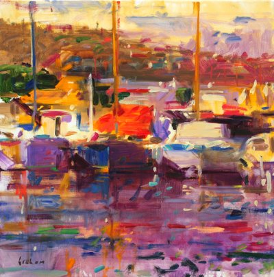 Blaues Boot, St. Tropez von Peter Graham (Contemporary)