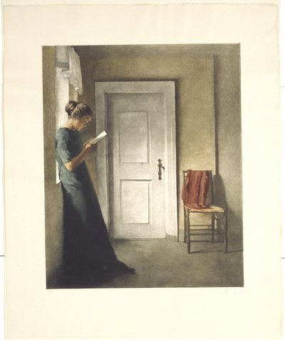 Interieur mit einem roten Schal von Peter Vilhelm Ilsted