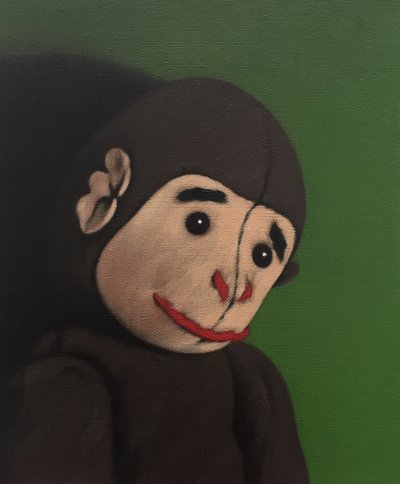 Affenporträt auf Grün, 2005 von Peter Jones