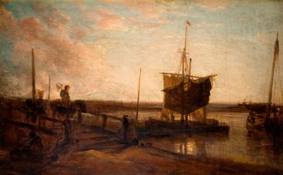 Steg mit Booten, 1800-50 von Peter de Wint
