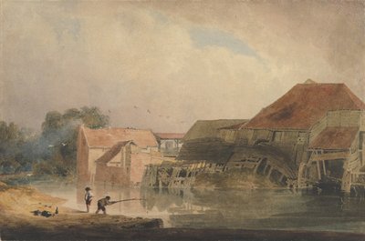 Flusslandschaft mit alter Mühle, 1805-1810 von Peter de Wint