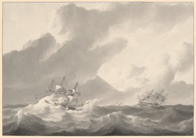 Schiffe in stürmischer See von Petrus Johannes Schotel