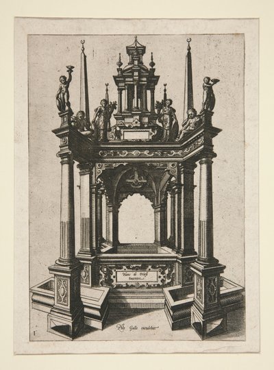 Entwurf für architektonische Brunnenumzäunung von Philip Galle
